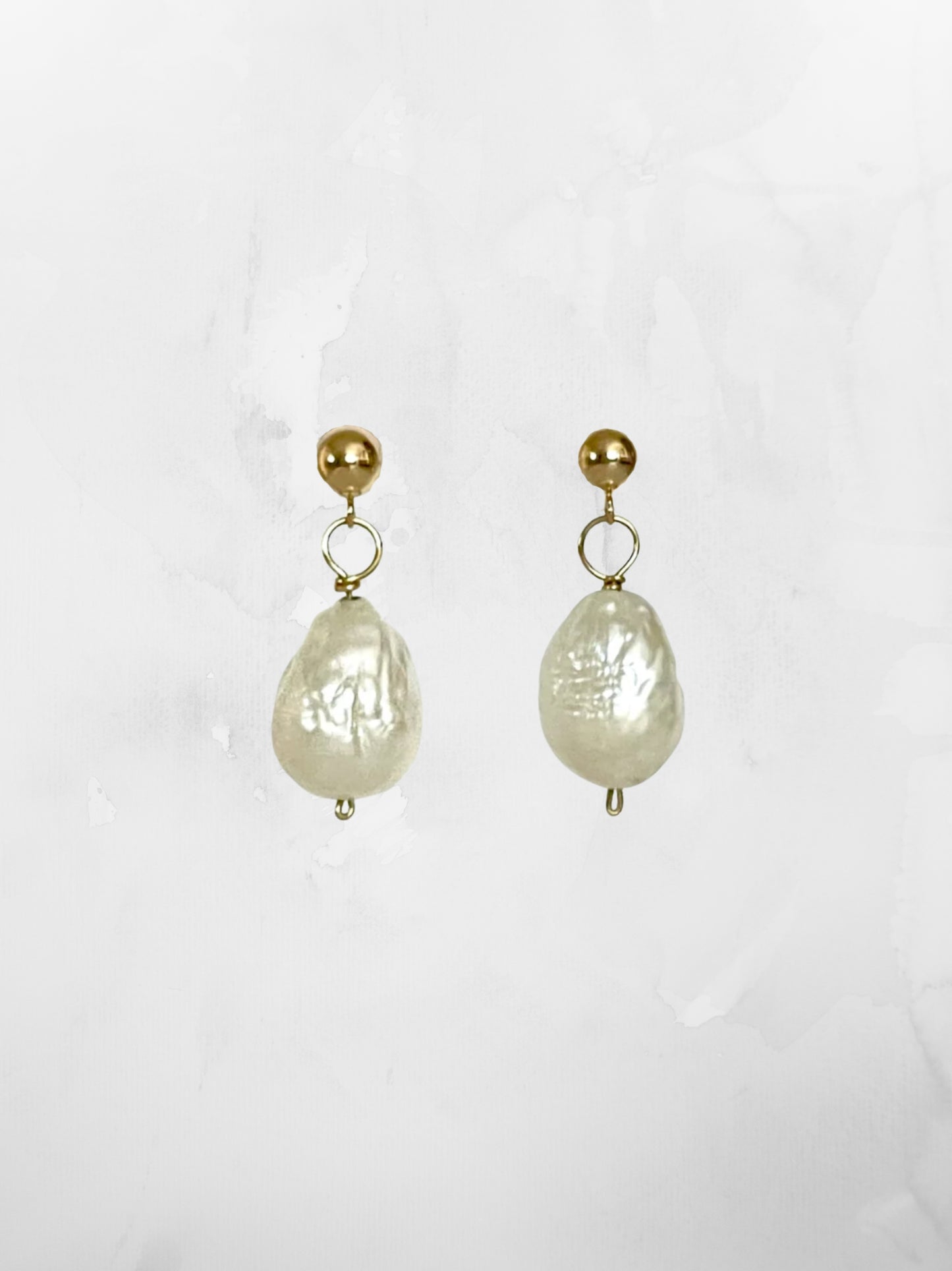 Baroque Pearl Studs Solid Gold