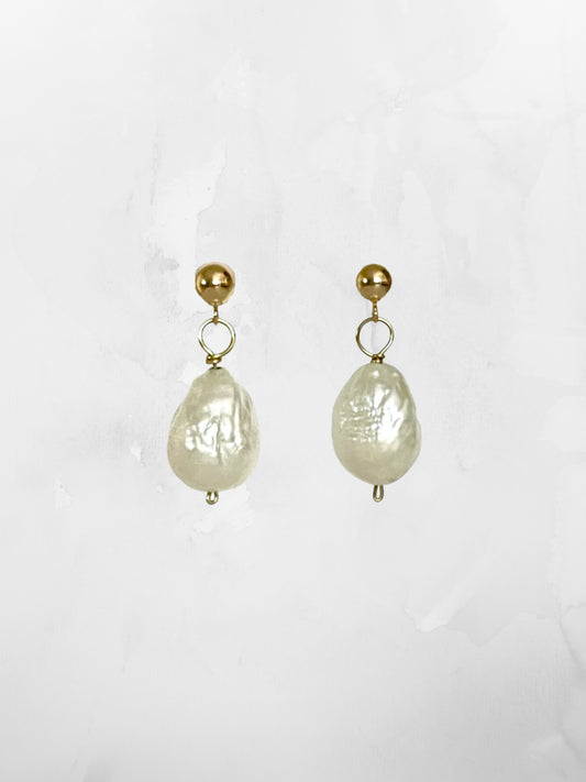 Baroque Pearl Studs Solid Gold