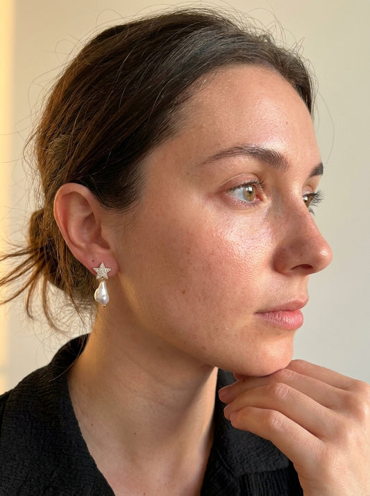 Pearl Star Earrings