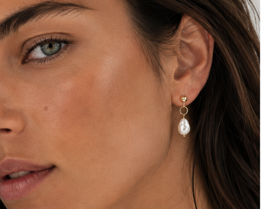 Baroque Pearl Studs Solid Gold